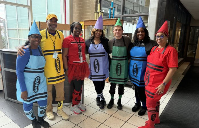  teachers posing as crayons